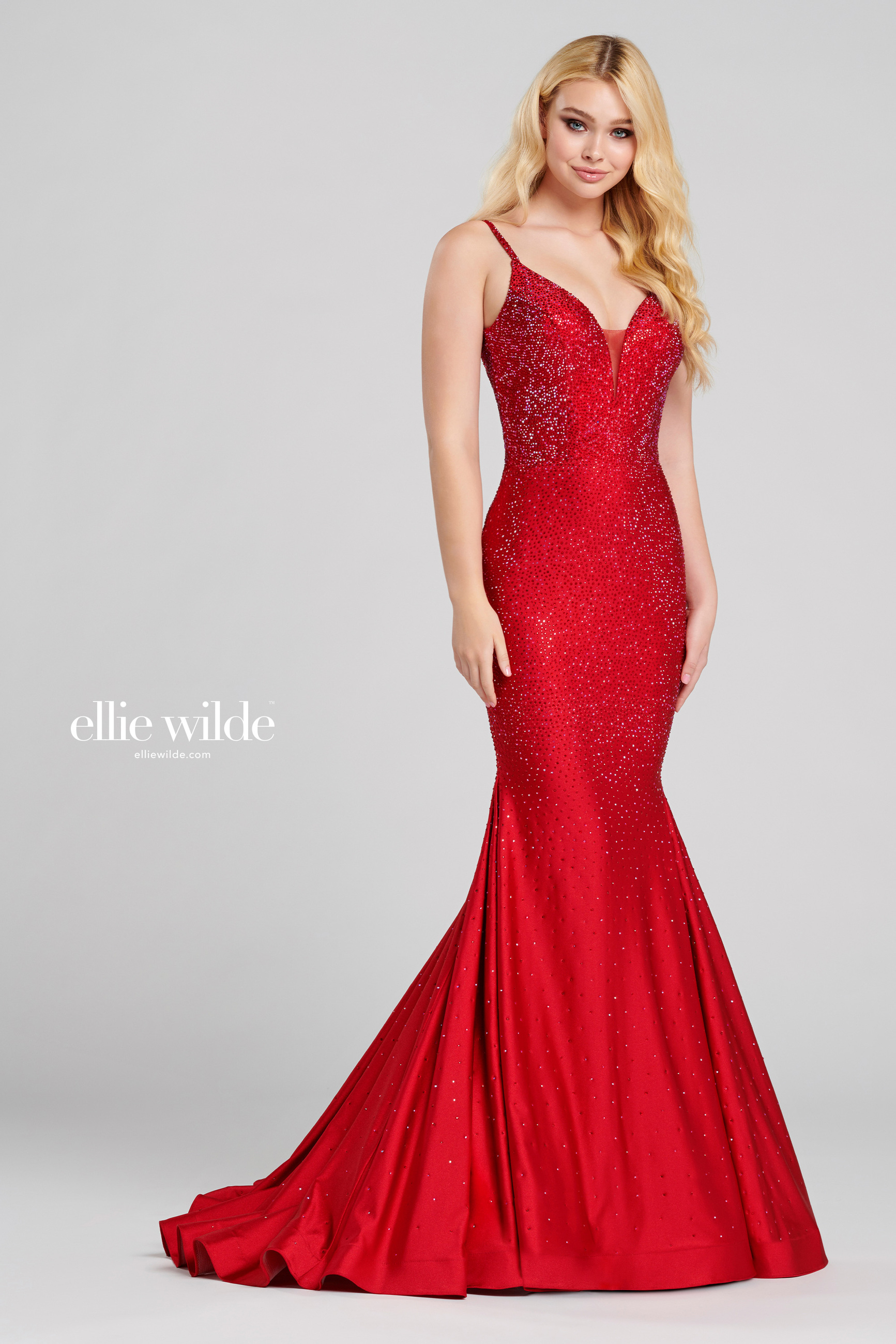 Brunette in Red Sherri Hill Dress