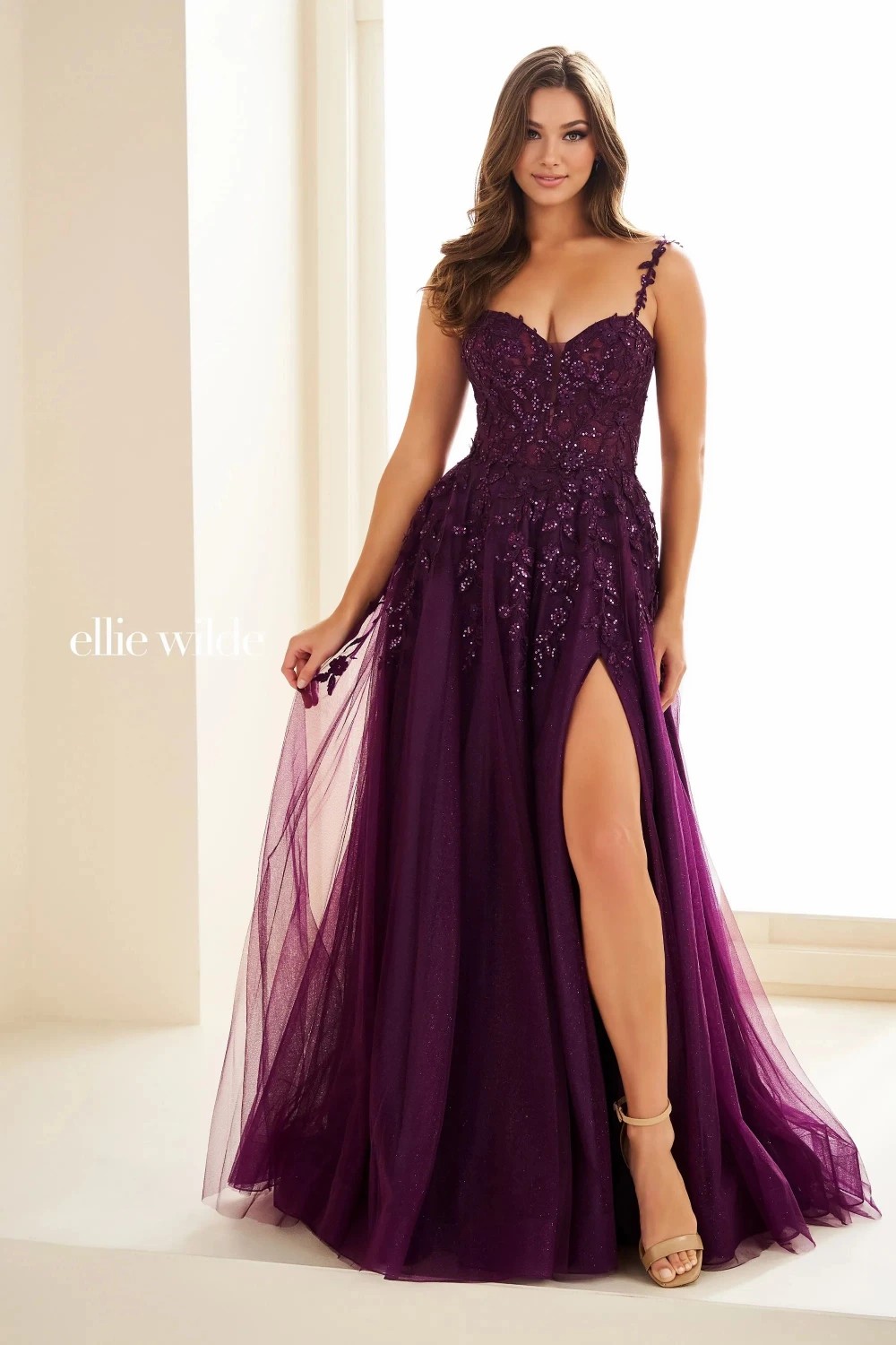 Model wearing Ellie Wilde dress