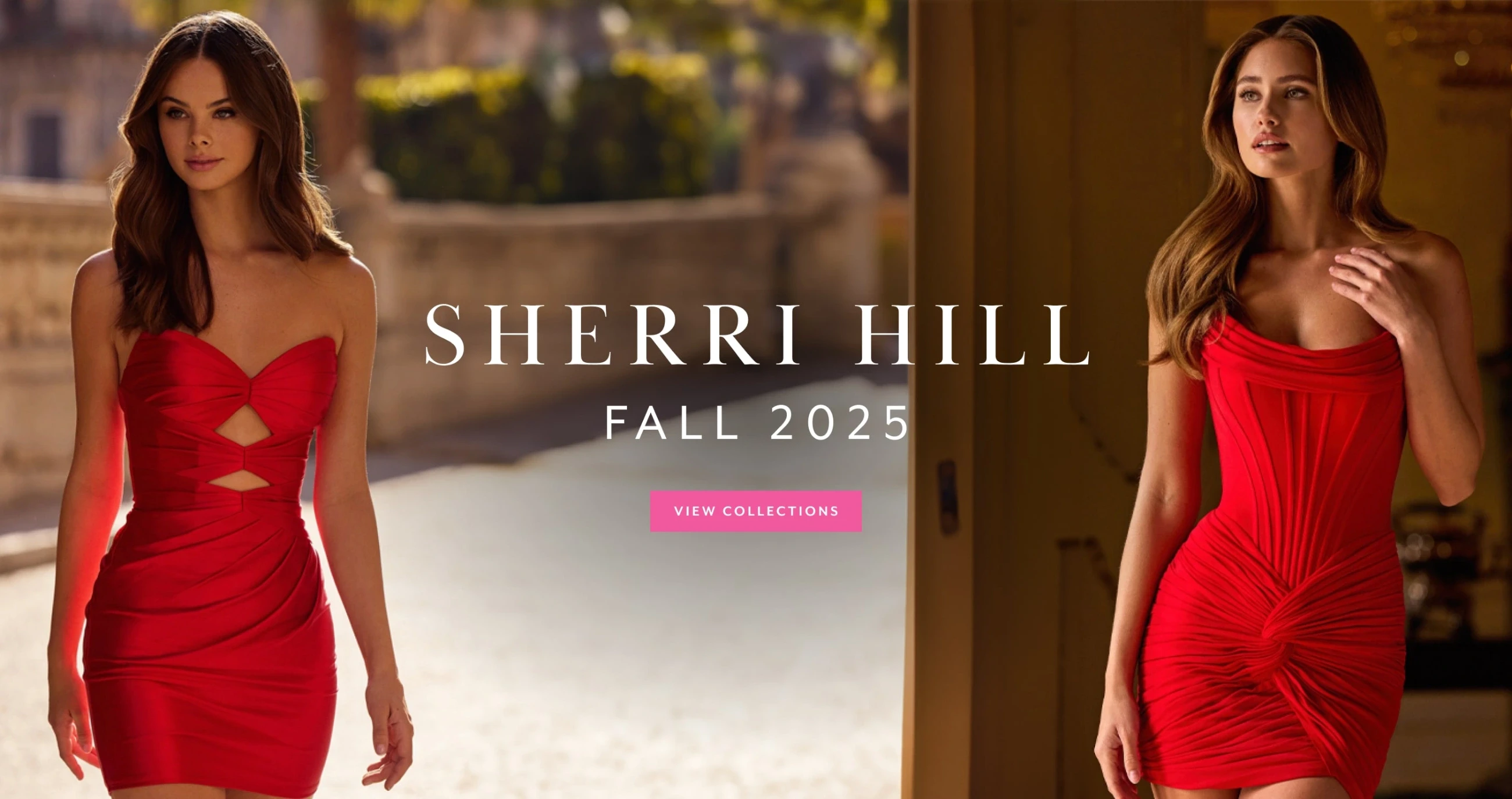 2 models wearing  sherri hill 57352 and 57469, desktop banner